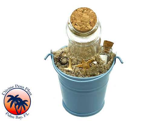Beach Bucket Pen Display - Blue