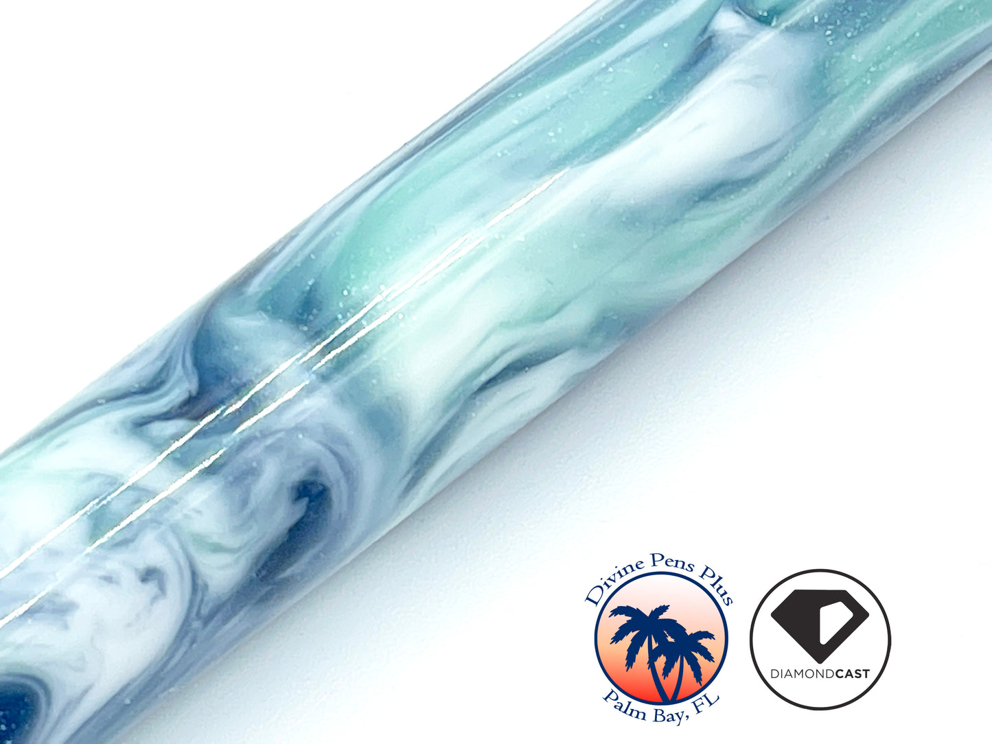 Agape Fountain Pen - Custom DiamondCast™ Indigo, White and Malachite