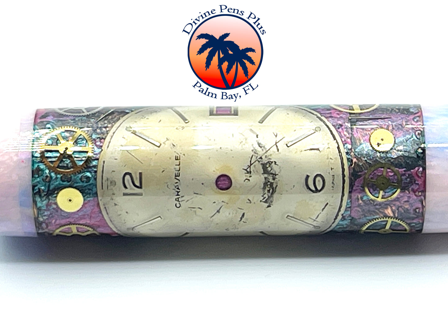 Custom Fountain Pen - Steampunk Watch Parts w/Color Foil and "Reef"