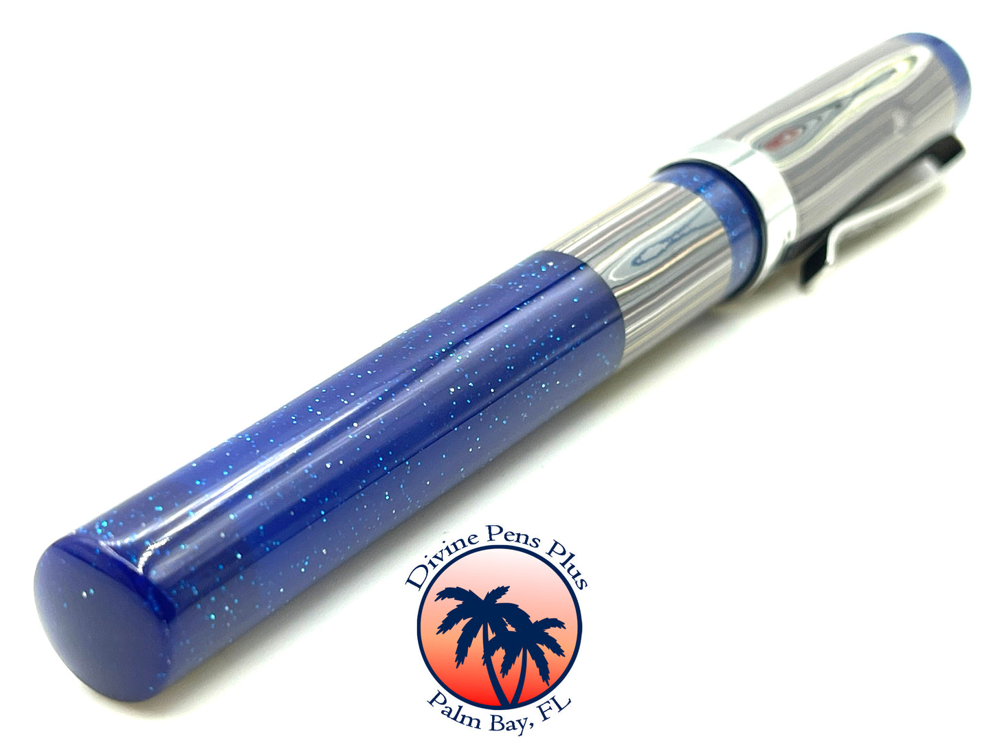 Custom Fountain Pen - Corvette Fordite with Metallic Blue