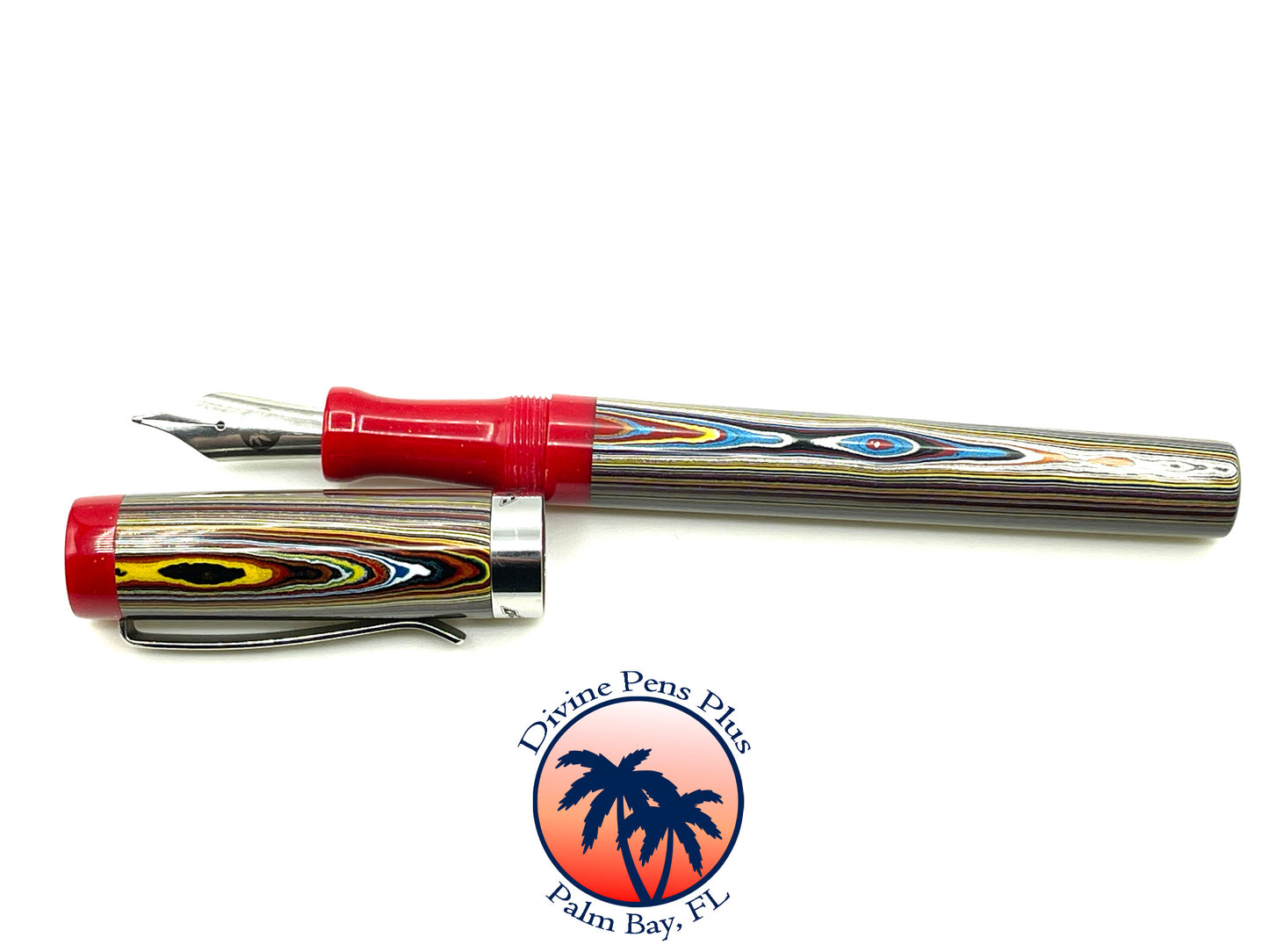 Custom Fountain Pen - Corvette Fordite with Metallic Red