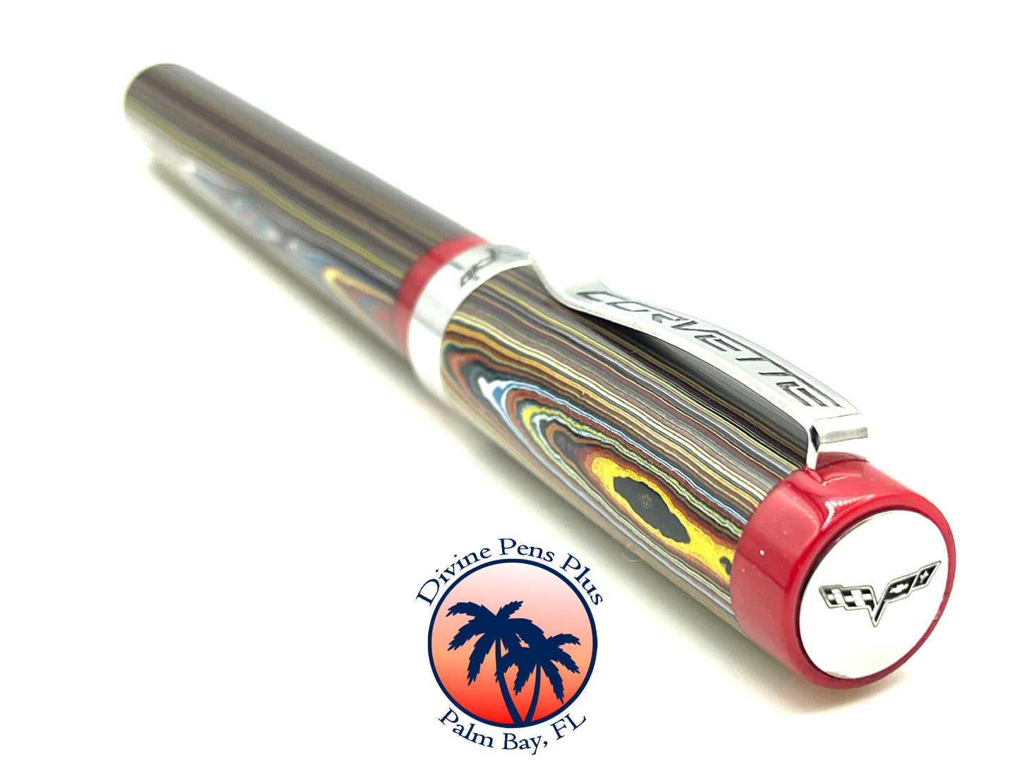 Custom Fountain Pen - Corvette Fordite with Metallic Red