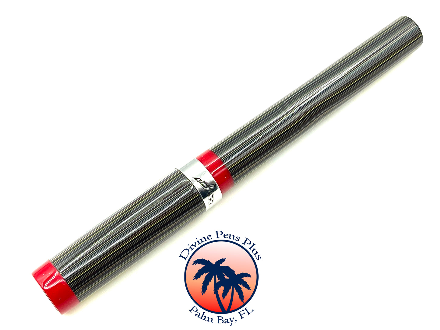 Custom Fountain Pen - Corvette Fordite with Metallic Red