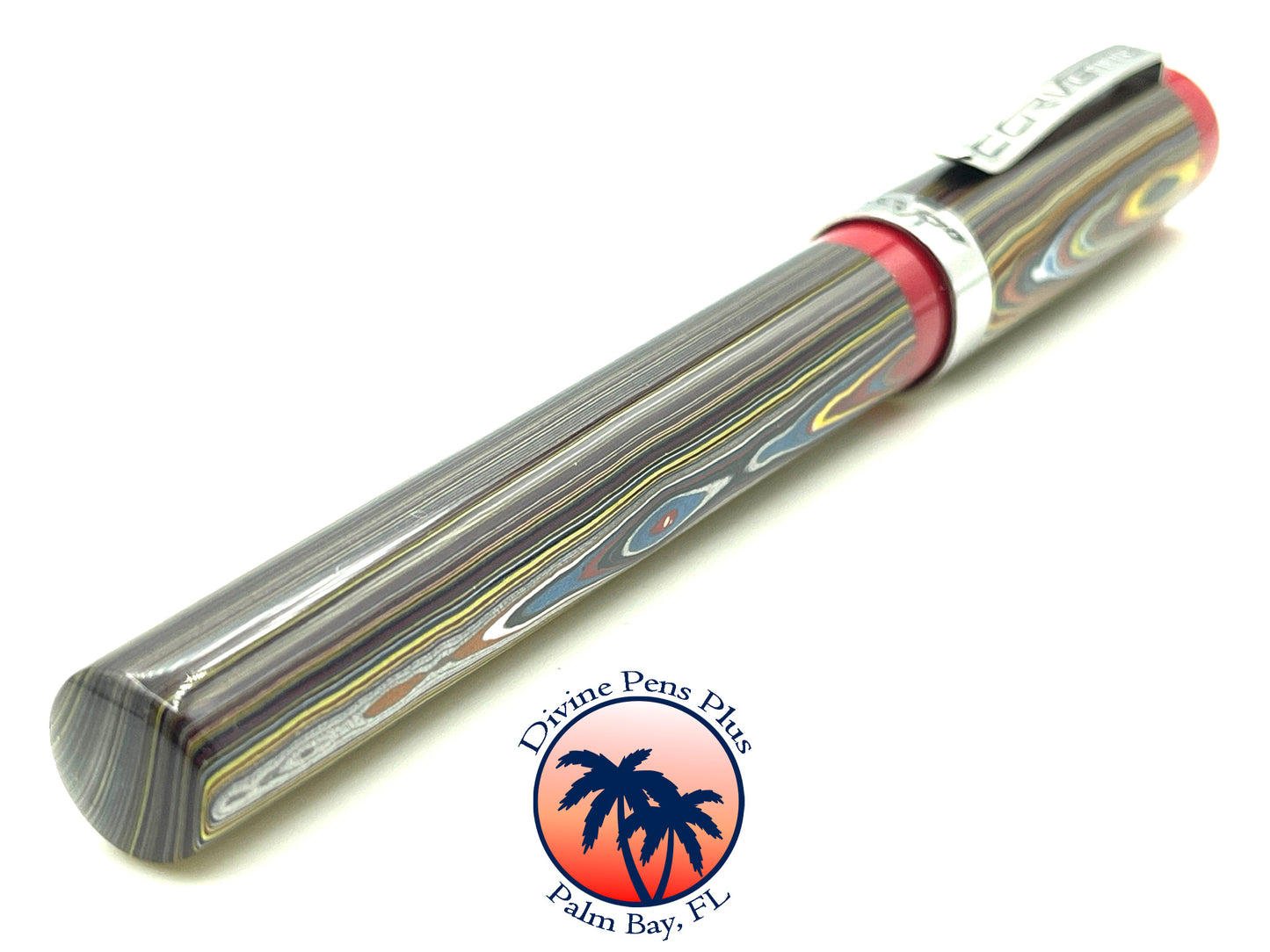 Custom Fountain Pen - Corvette Fordite with Metallic Red