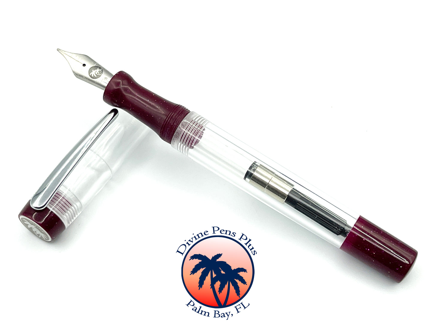 Agape Fountain Pen - Demonstrator w/"Boysenberry" Glitter