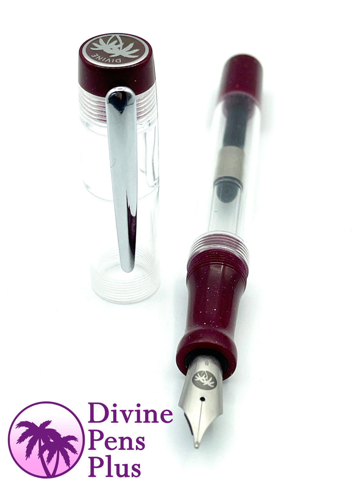 Agape Fountain Pen - Demonstrator w/"Boysenberry" Glitter