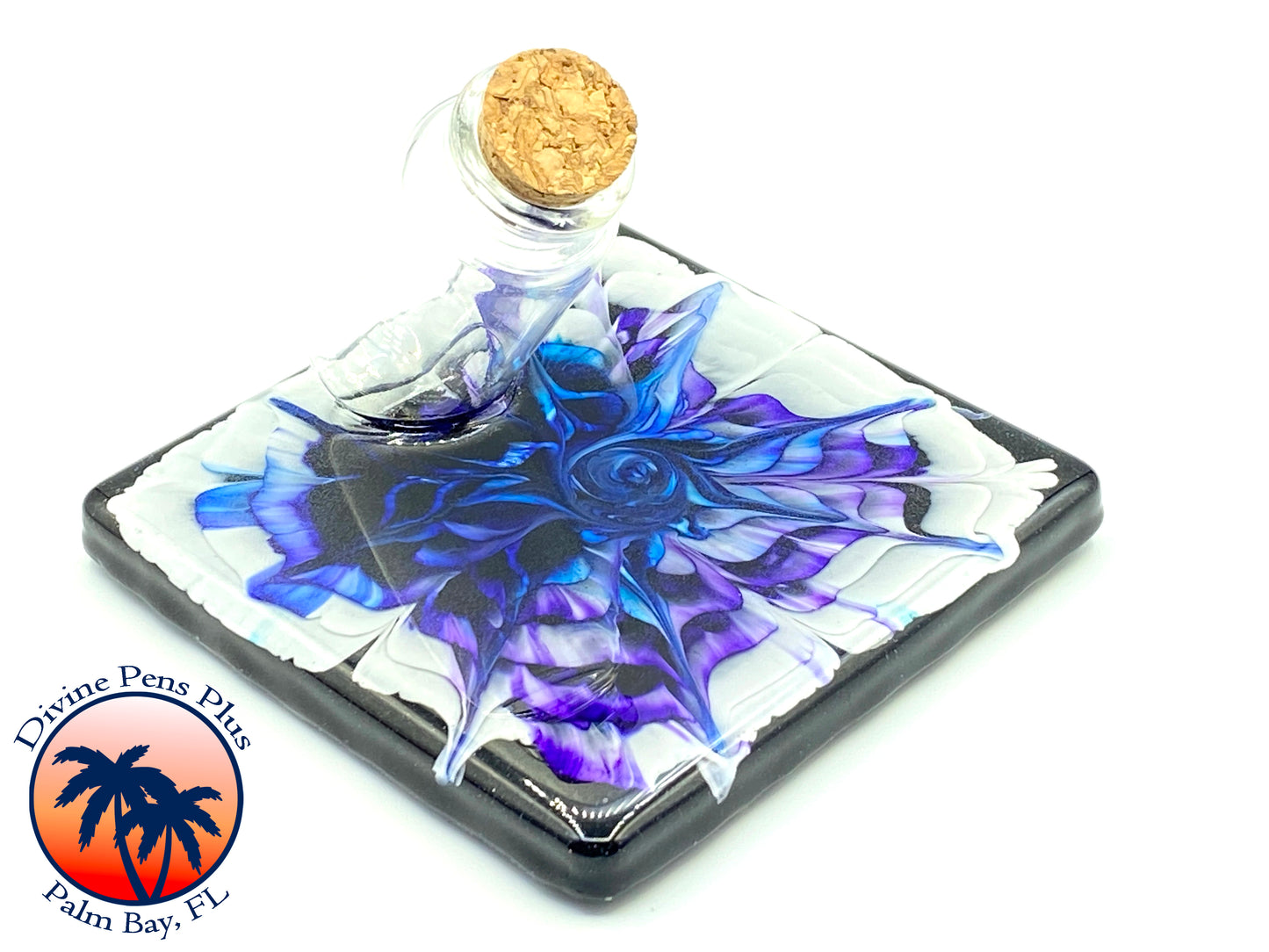 Purple Flower Pen Display - Large Single Bottle