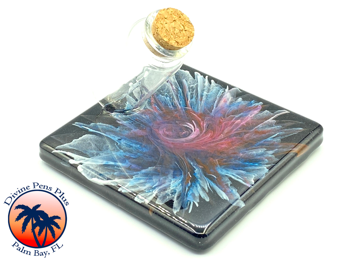 Blue Flower Pen Display - Large Single Bottle
