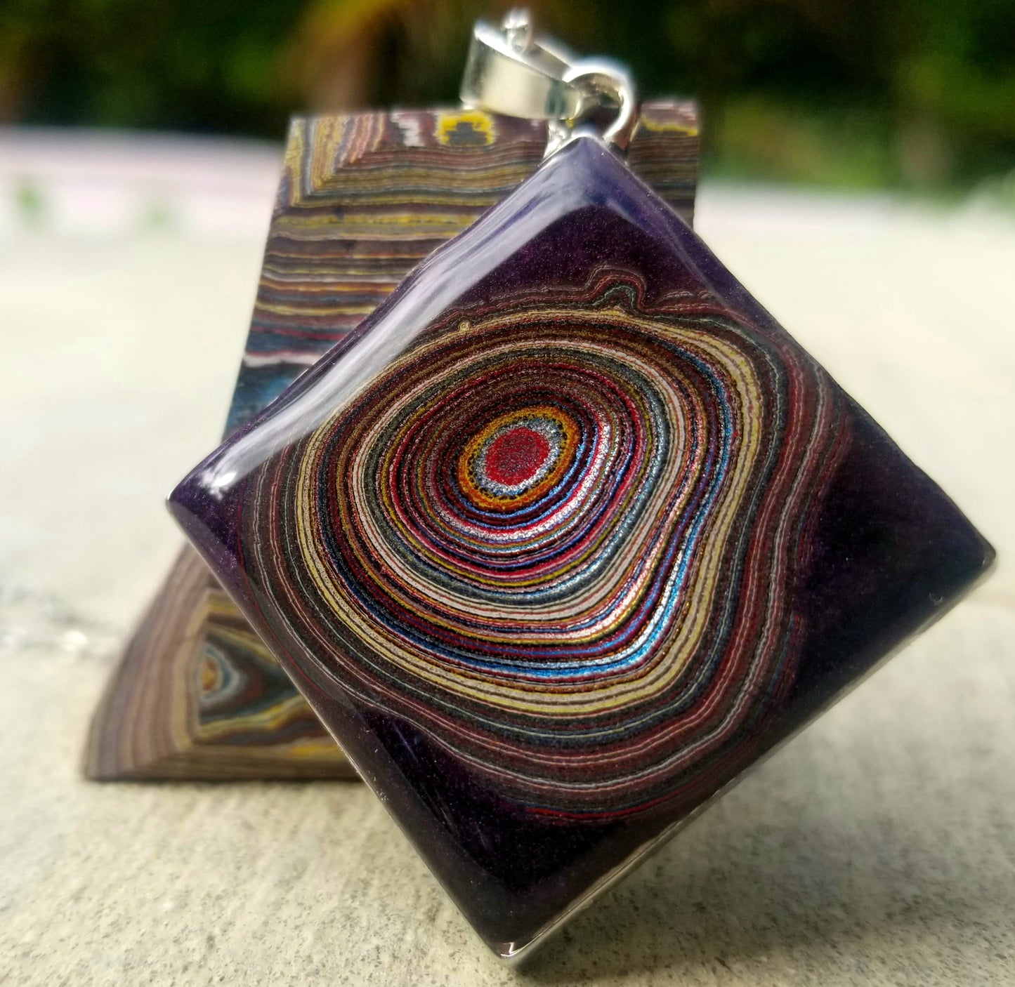 Corvette Fordite Purple Resin Necklace