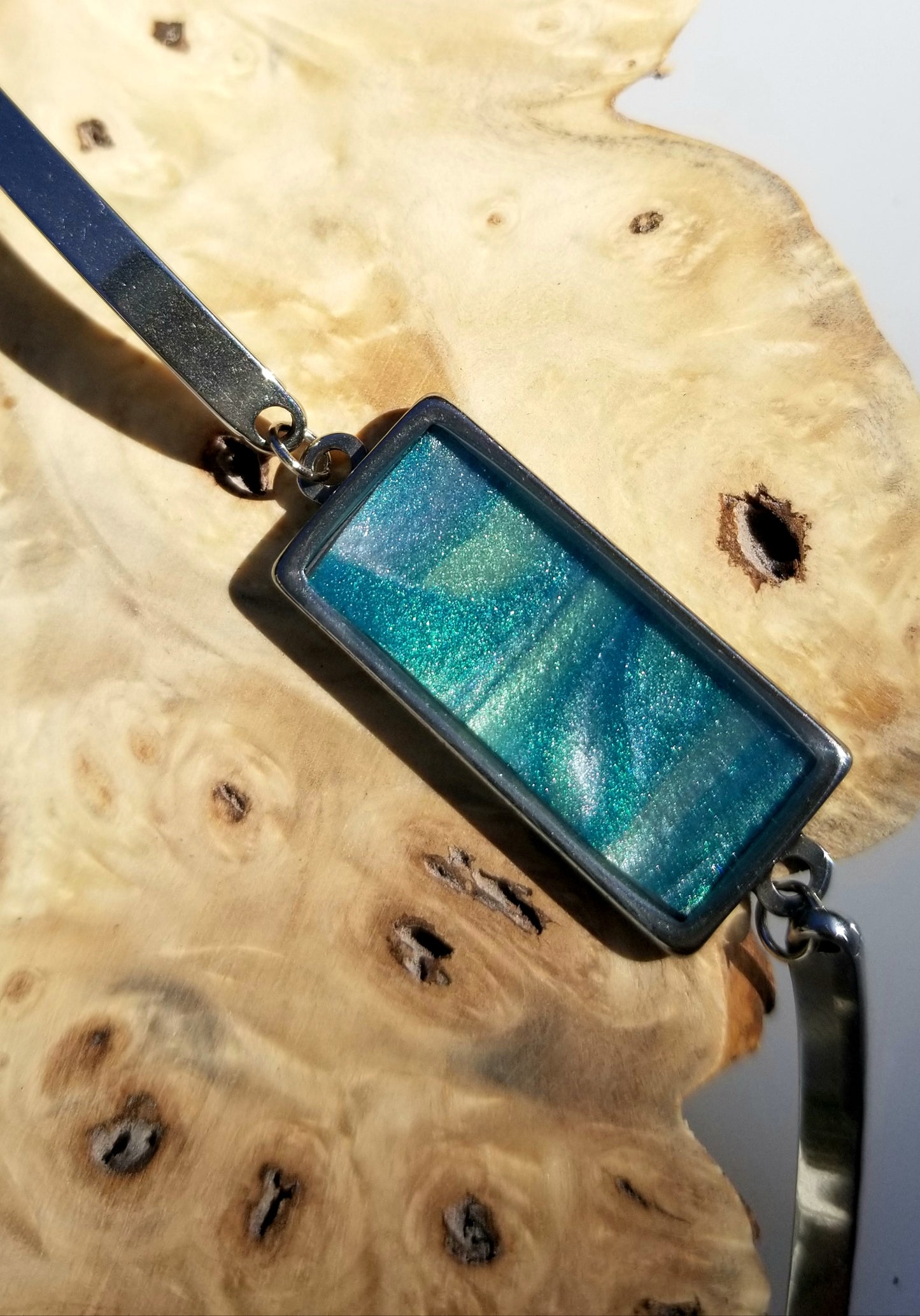 Resin Design with Resin Dome - Stainless Steel Rectangle Bracelet