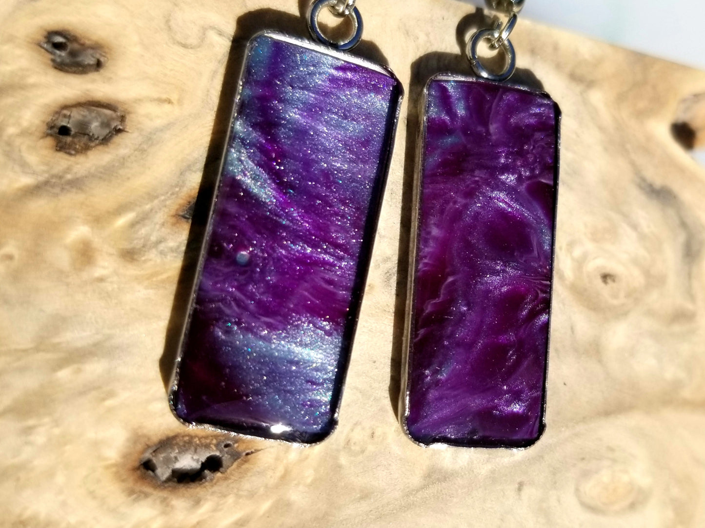 Resin Design with Resin Dome / Silver Tray or Black TrayWire Hook Earrings