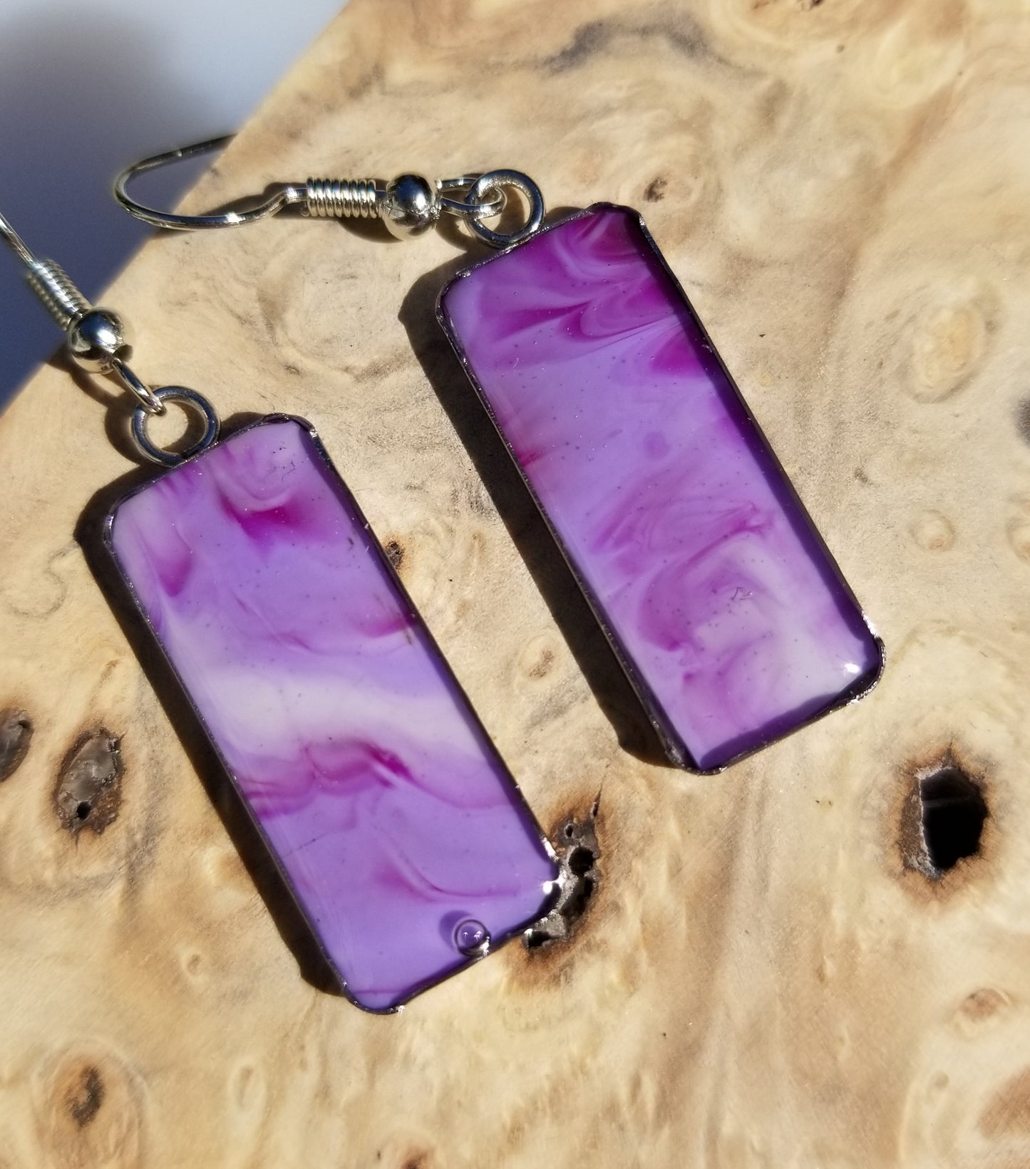 Resin Design with Resin Dome / Silver Tray or Black TrayWire Hook Earrings