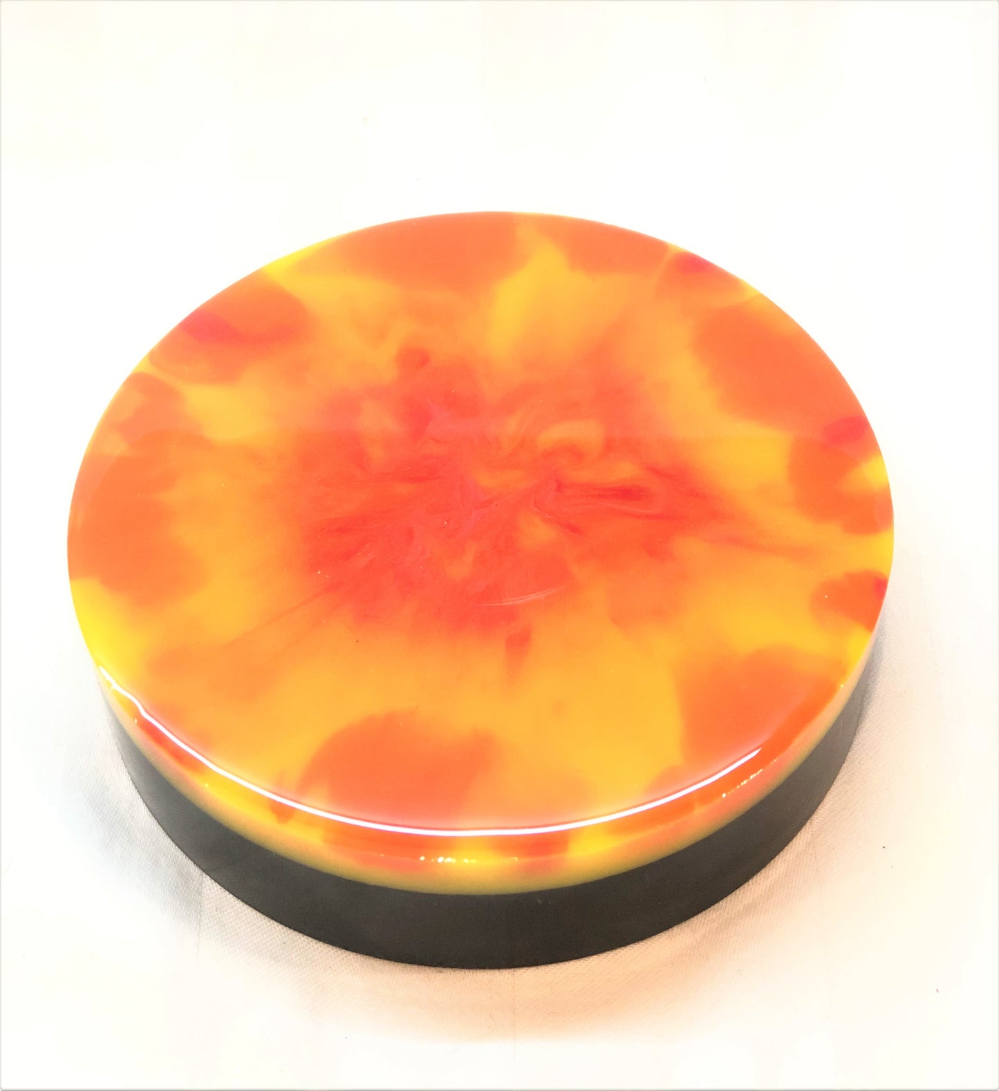 Round Black Orange and Yellow Trinket/Ashtray