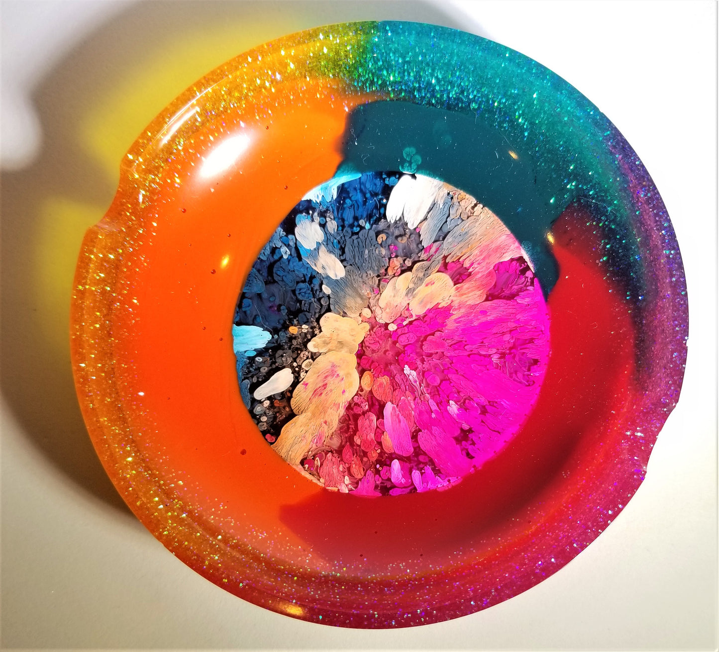 Round Red Yellow and Green Trinket/Ashtray