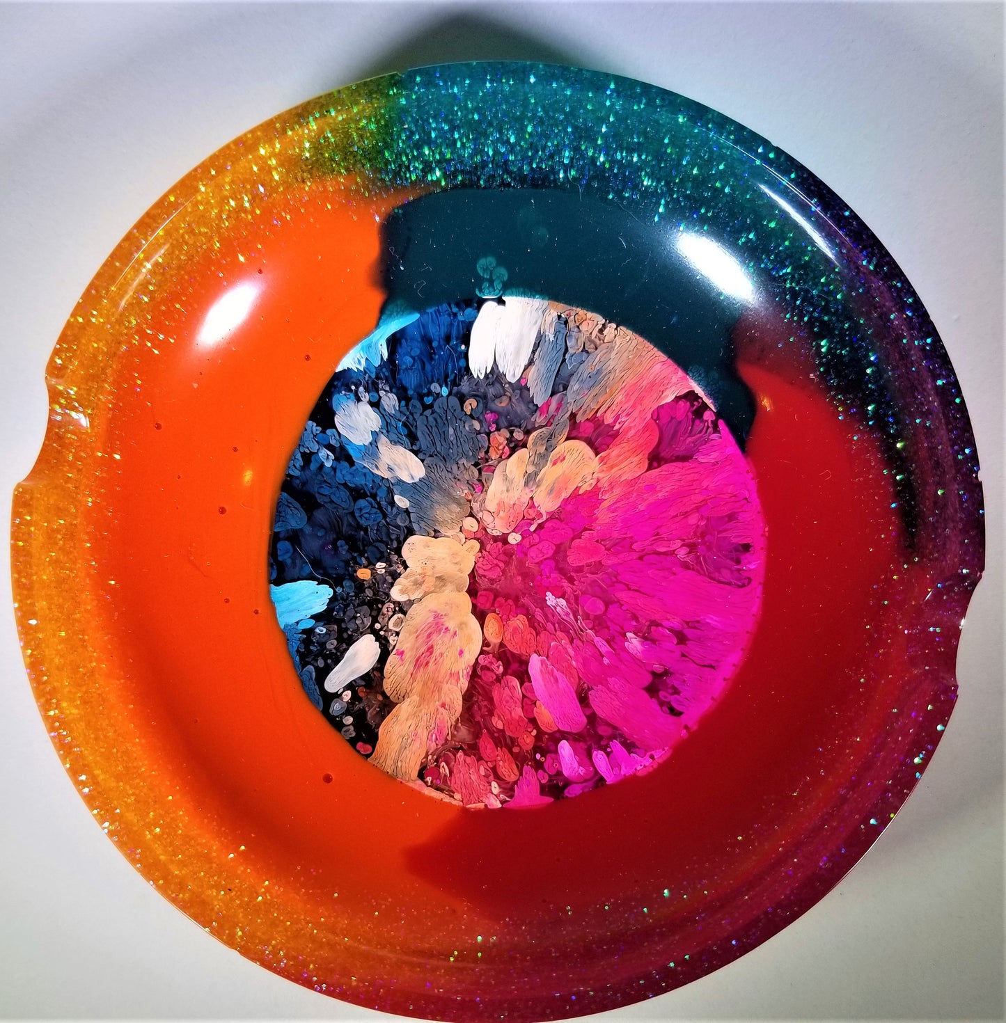 Round Red Yellow and Green Trinket/Ashtray