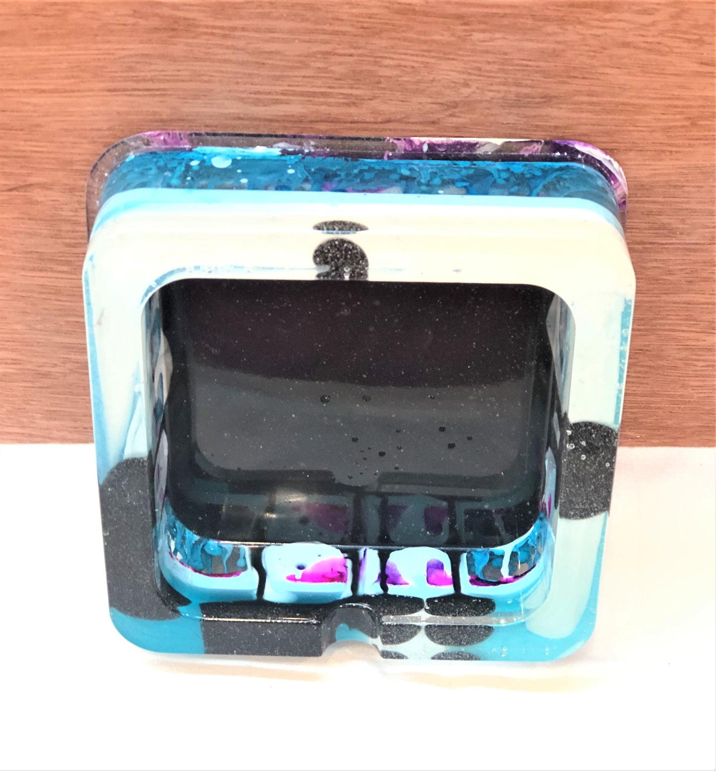 Square Blue Purple and White Trinket/Ashtray