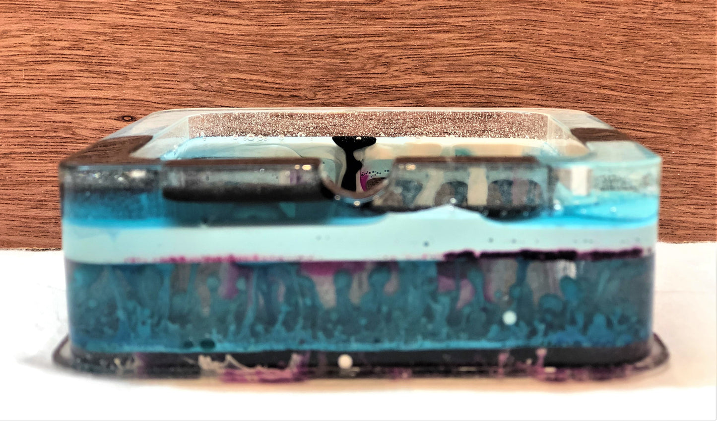 Square Blue Purple and White Trinket/Ashtray