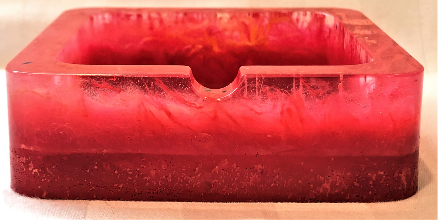 Square Red Alcohol Ink Trinket/Ashtray