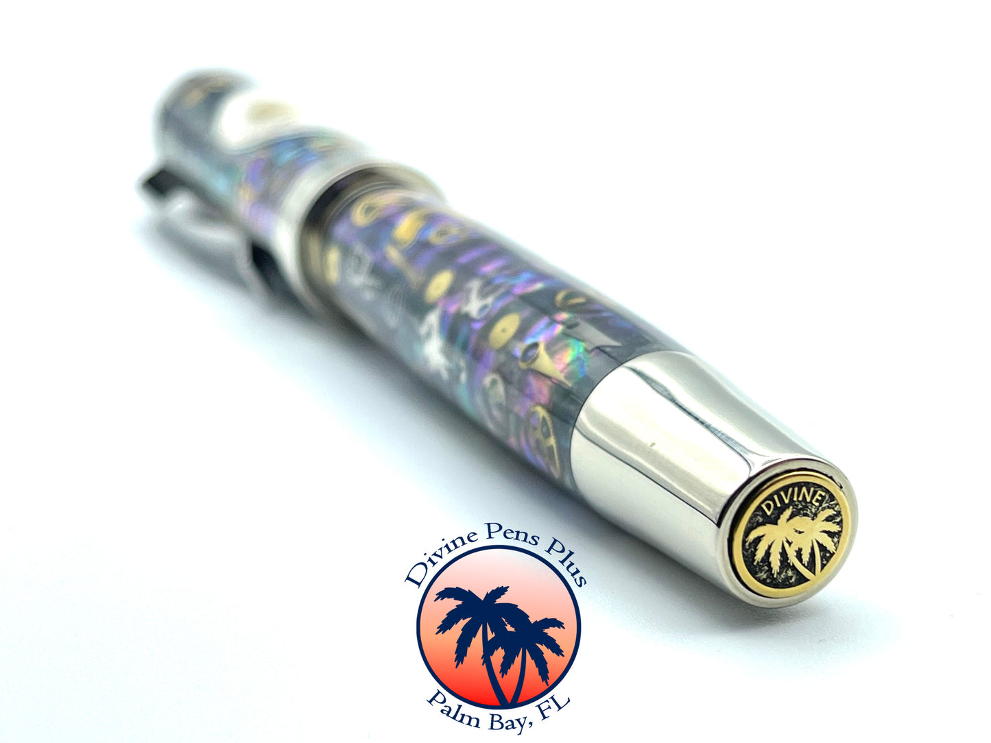 Custom Fountain Pen - Breitling Watch Parts w/Abalone - Nickel Silver Hardware