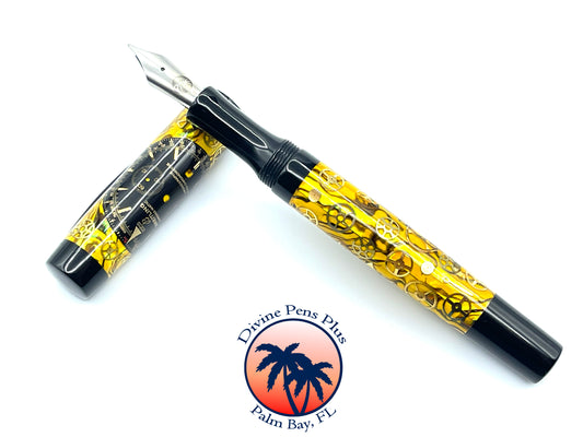 Custom Fountain Pen - Breitling Watch Parts w/Yellow Abalone