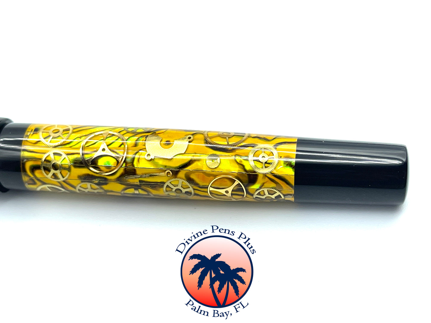 Custom Fountain Pen - Breitling Watch Parts w/Yellow Abalone