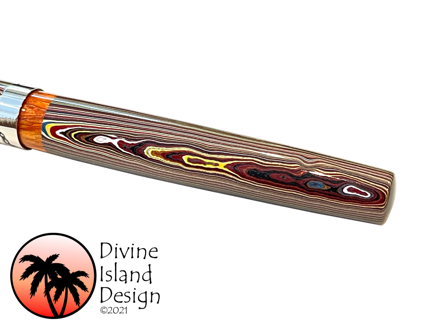 Custom Fountain Pen - Corvette Fordite with Daytona Orange