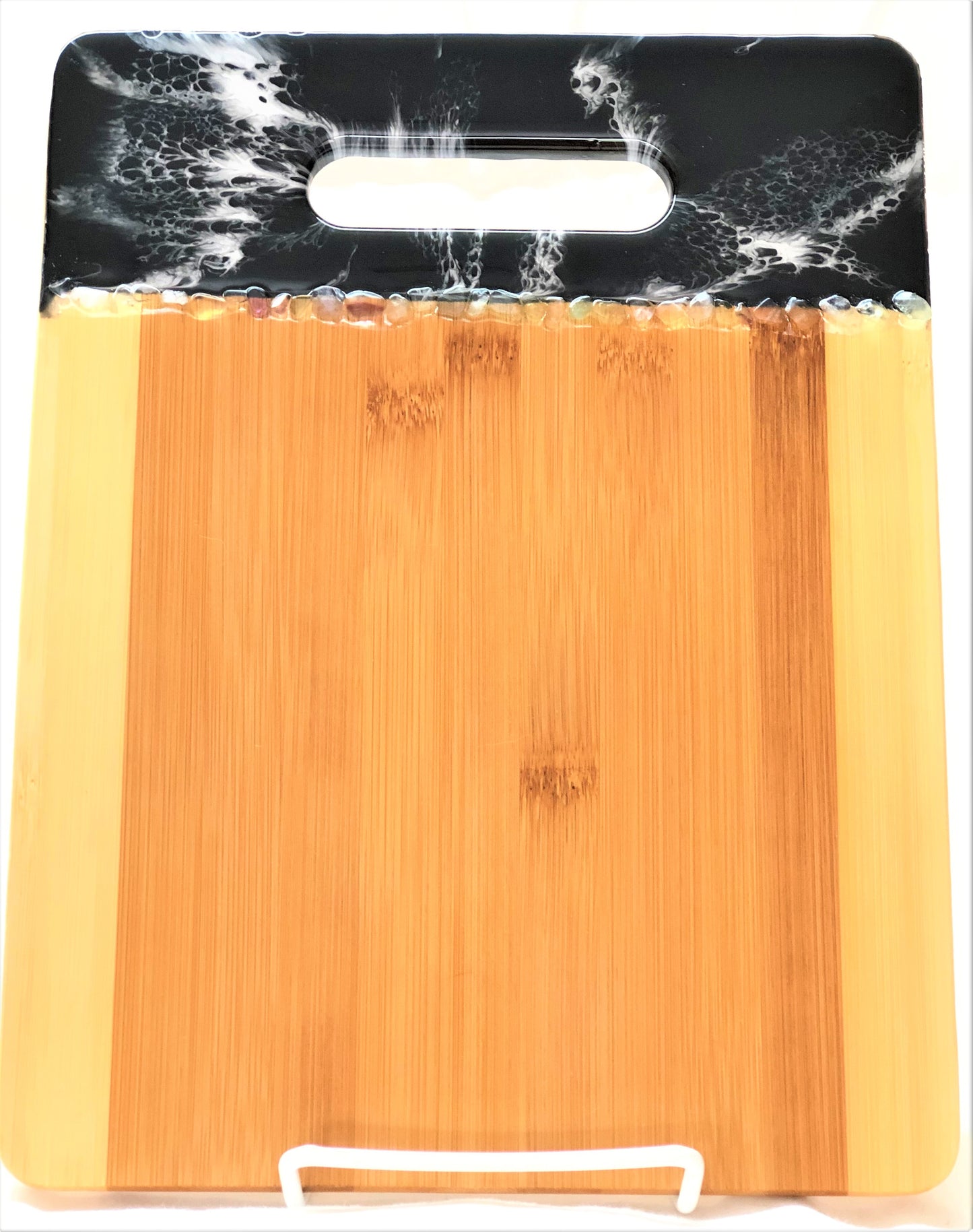 Cutting Board Medium - Bamboo with Resin Handle and Sea Glass