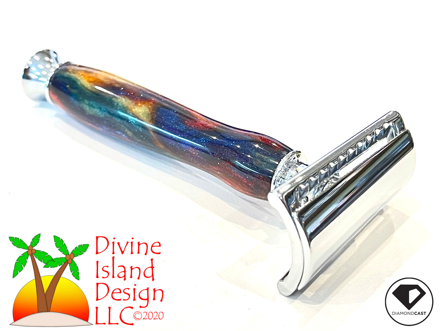 Safety Razor / Chrome - Resin / DiamondCast™ Oil Slick