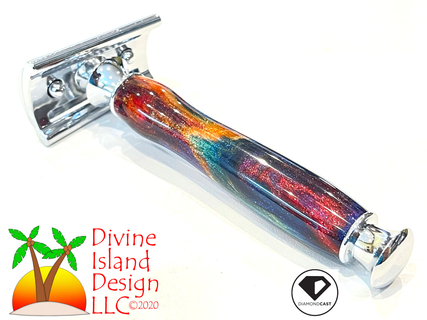 Safety Razor / Chrome - Resin / DiamondCast™ Oil Slick