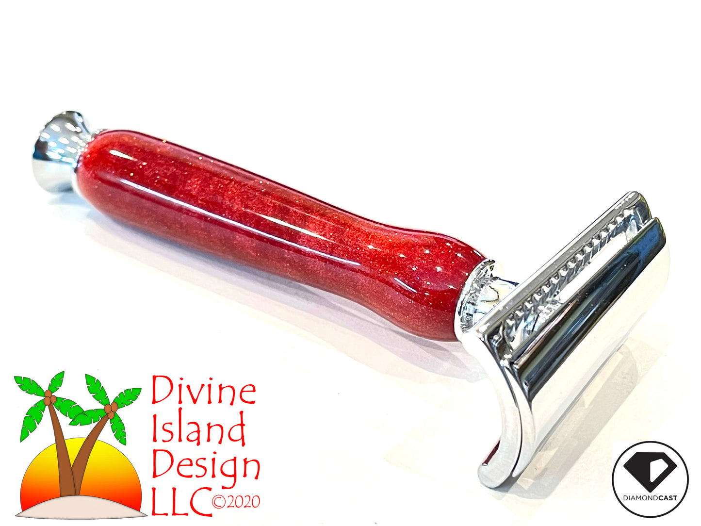 Safety Razor / Chrome - Resin / DiamondCast™ Red Radiance