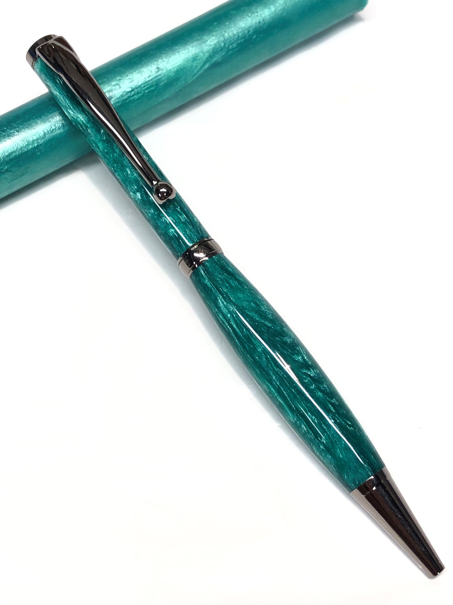 Slim Ballpoint / Black Titanium - Teal Resin