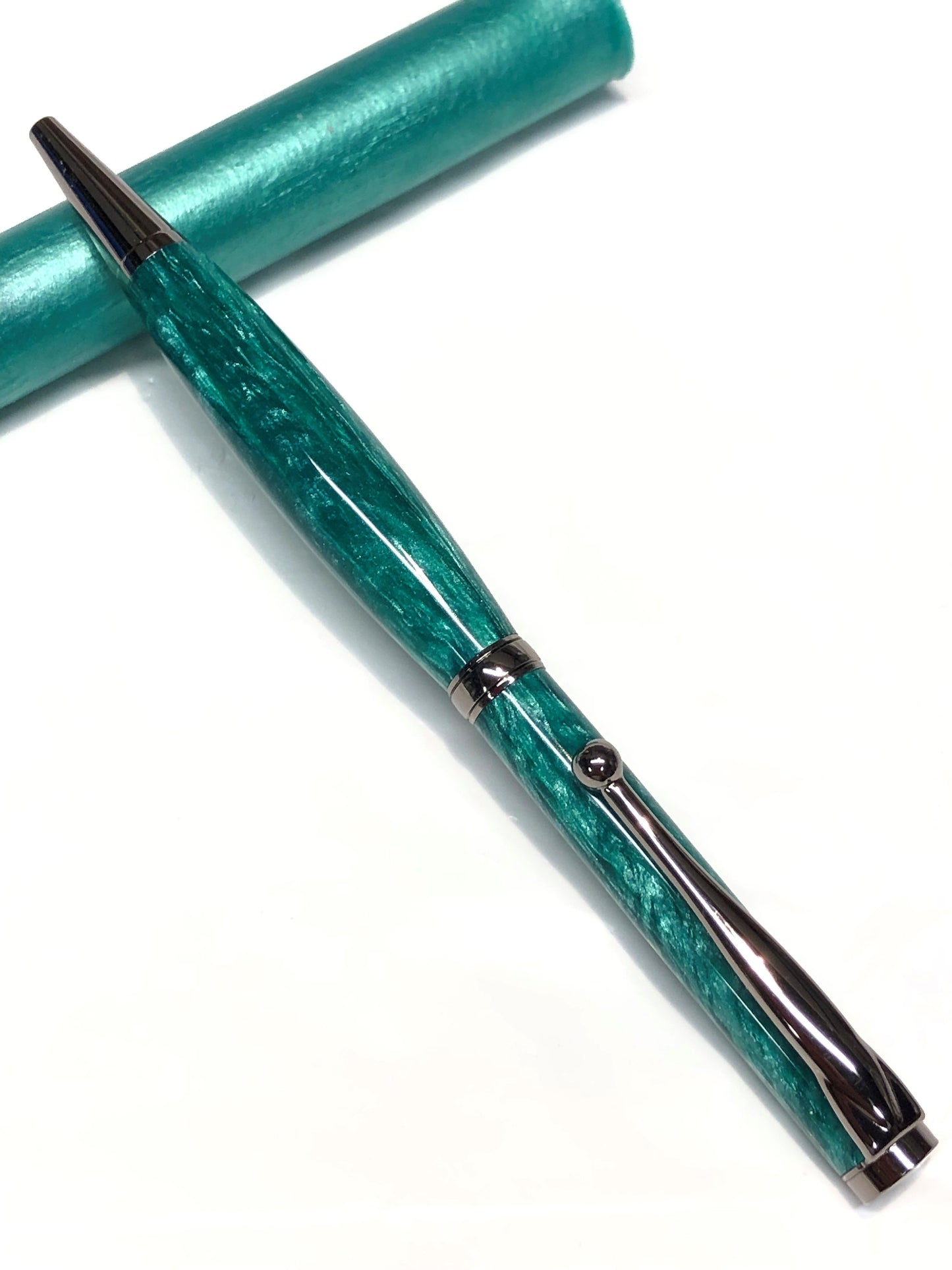 Slim Ballpoint / Black Titanium - Teal Resin