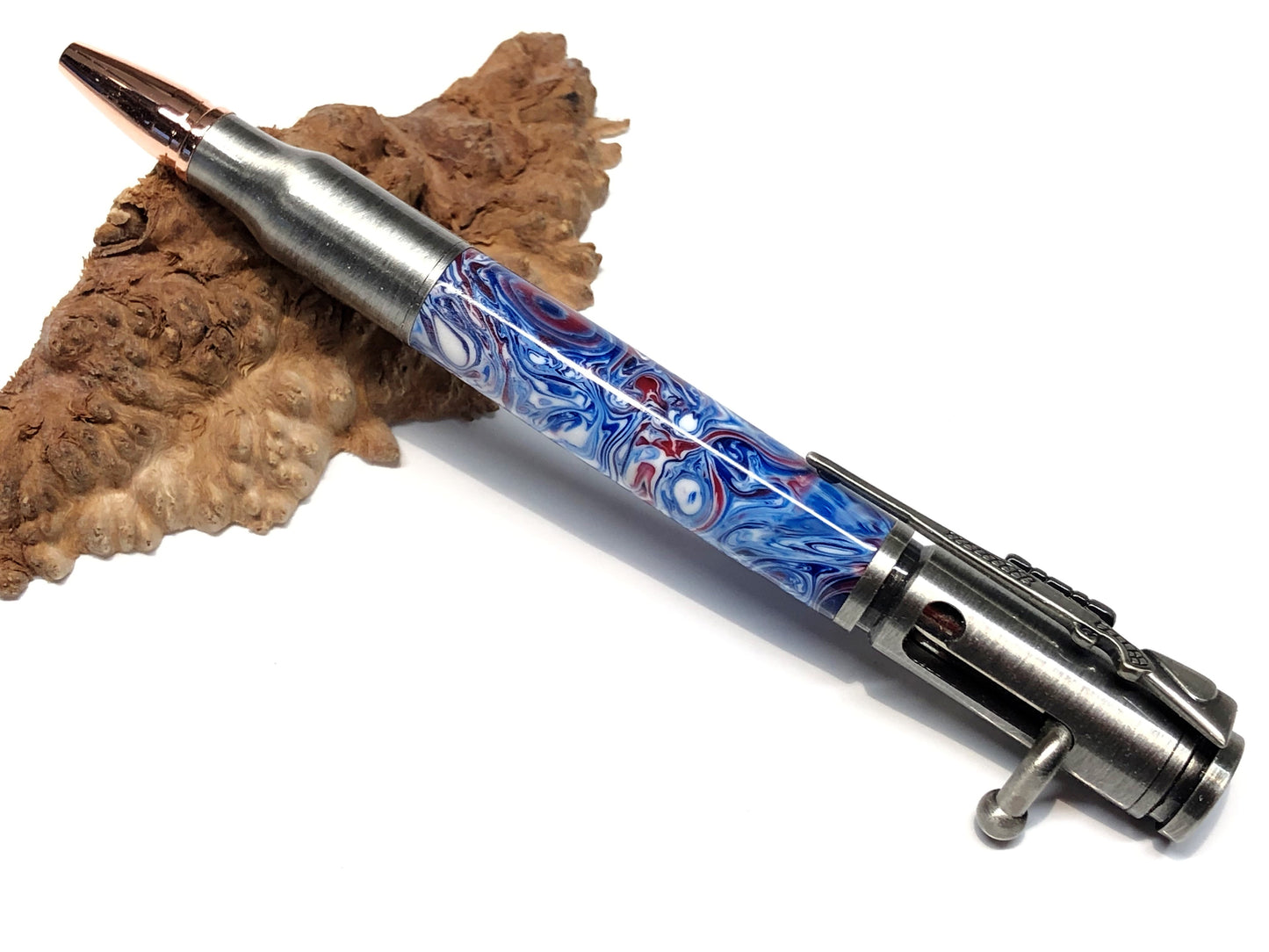 Bolt Action Ballpoint / Antique Pewter - "Independence Day" Custom Resin
