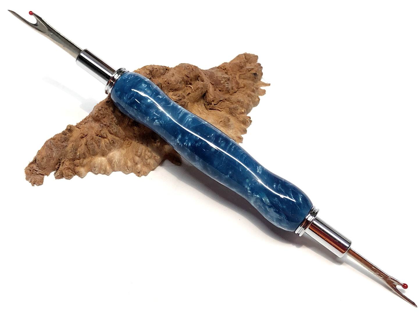 Seam Ripper / Double Blade - "Steel Blue with Glitter" Custom Resin