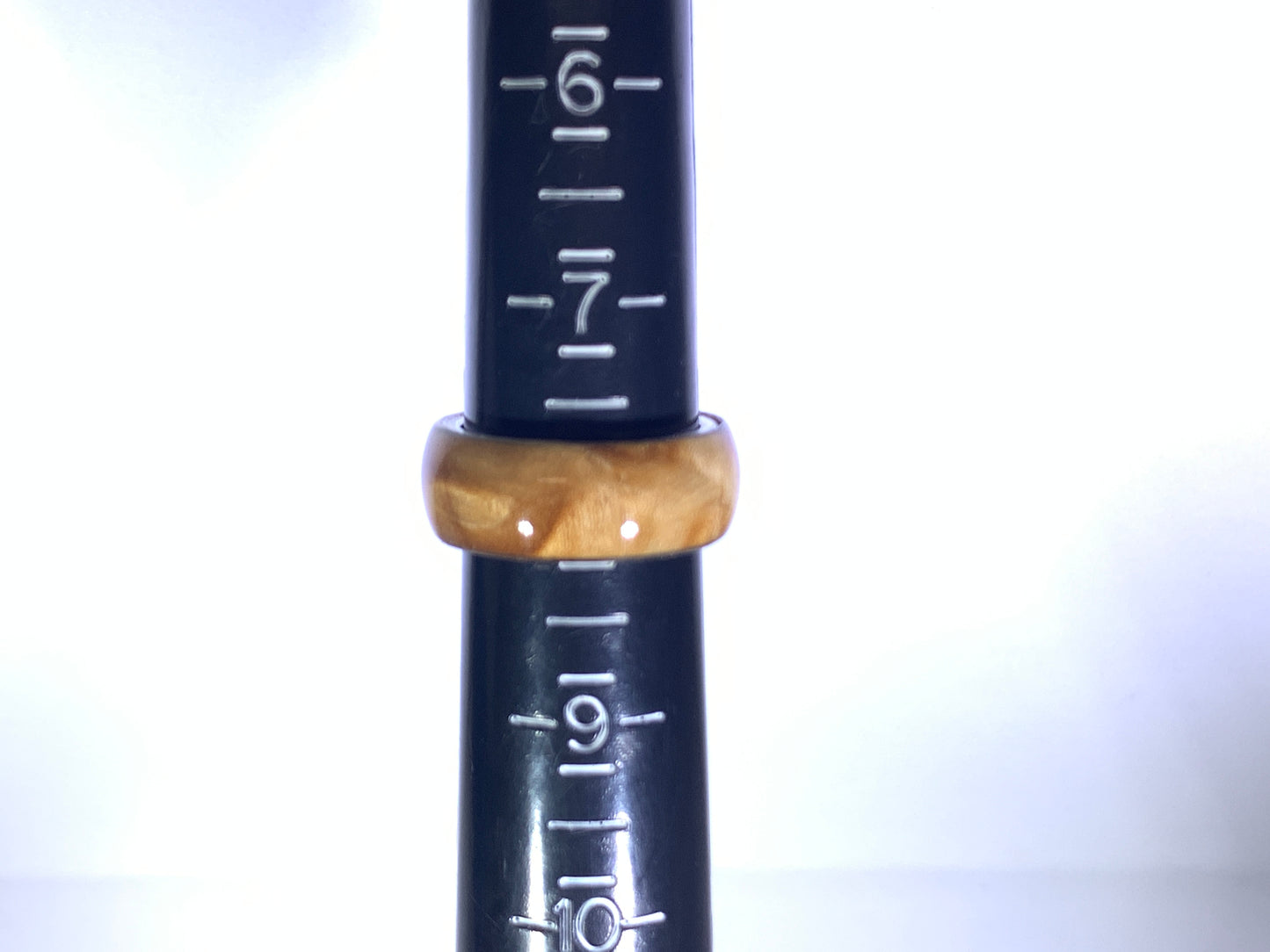 Ring / 8mm Stainless Steel - Wood / Stabilized Curly Maple - Size 8
