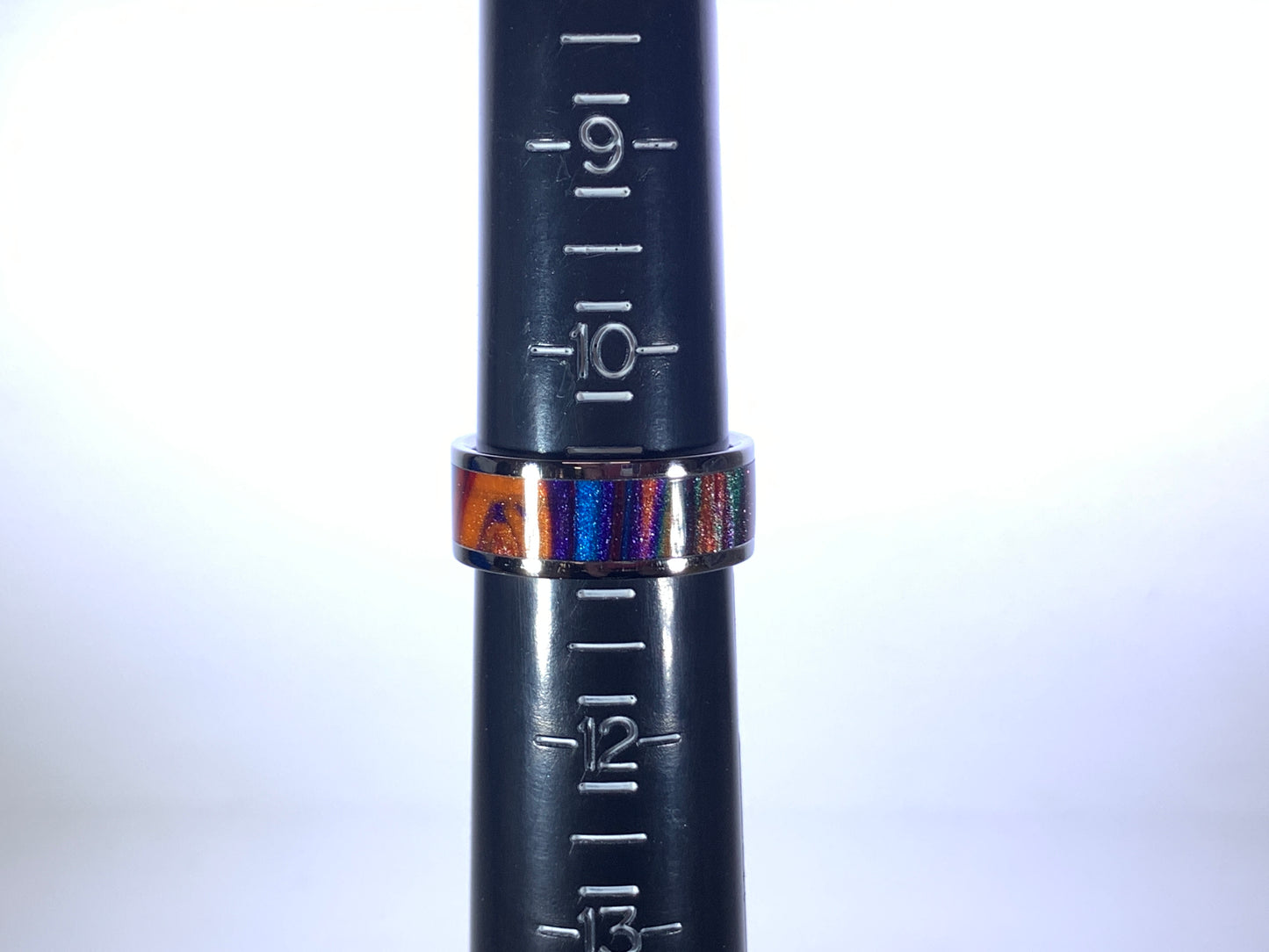Ring / 8mm 2 piece Stainless Steel - Resin / DiamondCast "Oil Slick" - Size 11