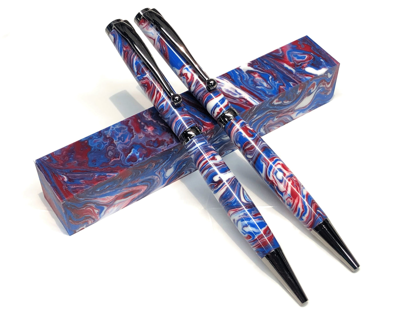 Slim Ballpoint / Black Titanium - Custom Resin / Patriot