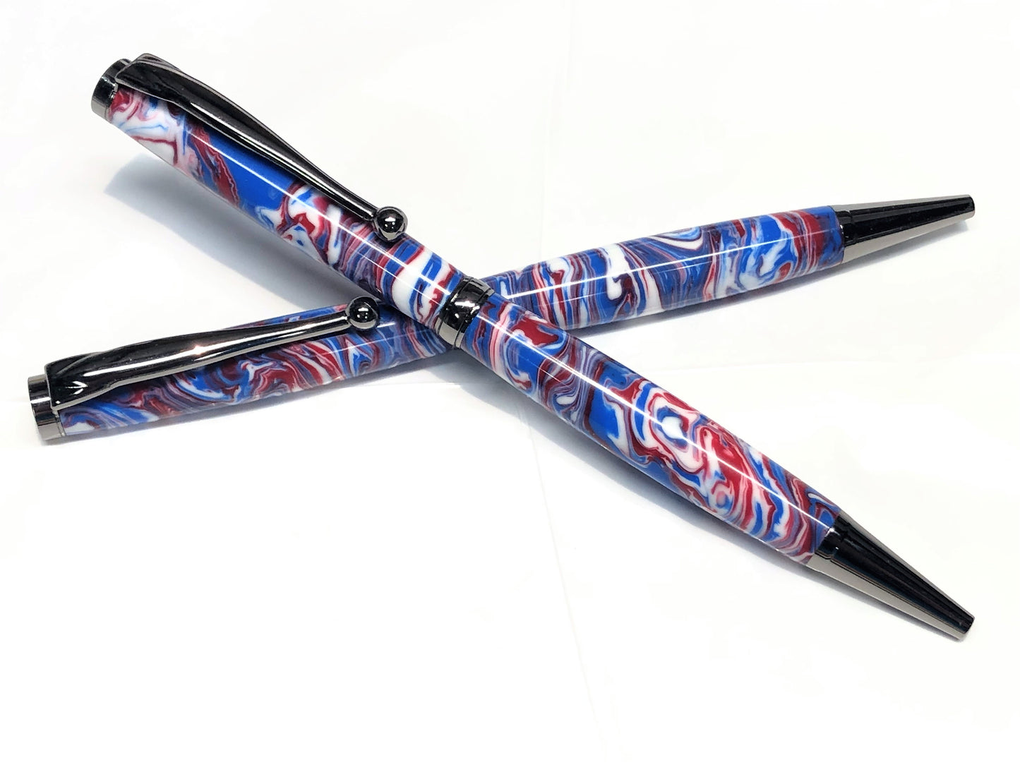Slim Ballpoint / Black Titanium - Custom Resin / Patriot