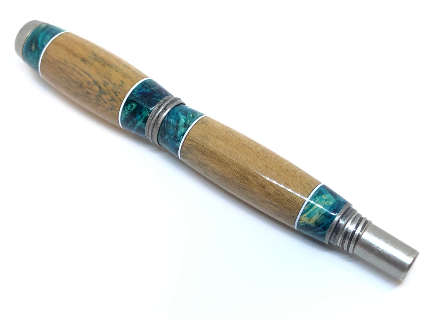 Jr. George Rollerball / Antique Silver - Wood / Segmented Yankee Stadium - Blue Box Elder Burl w/COA