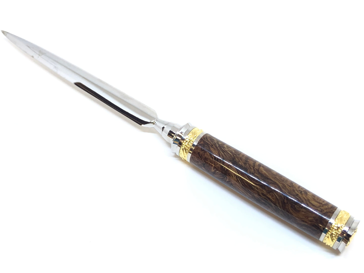 Majestic Jr Desk Set / Rhodium and 22kt Gold - Wood / Spaghetti Oak