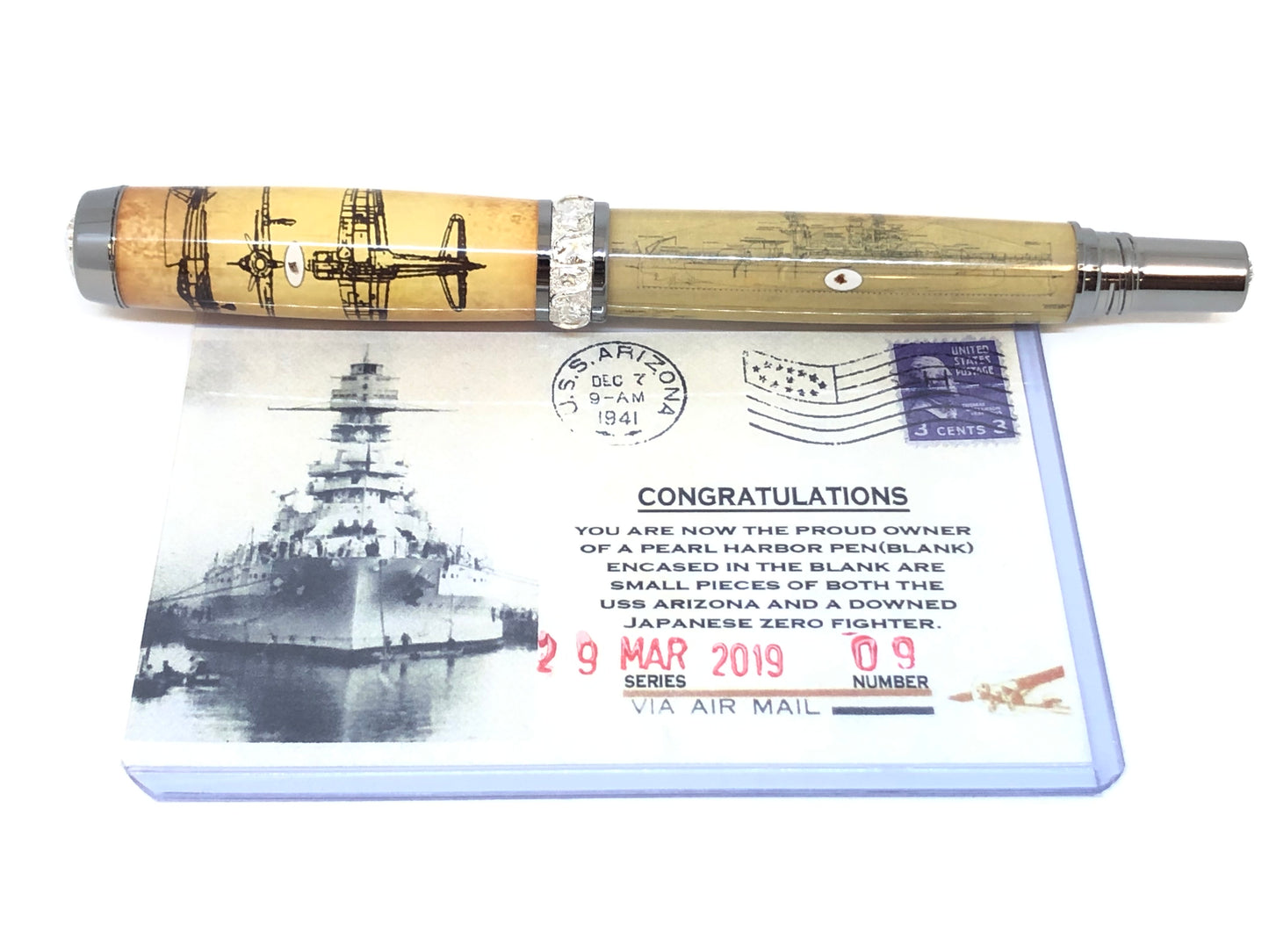Aaron Rollerball / Black Titanium and Rhodium - Custom / Pearl Harbor Clear Cast w/COA