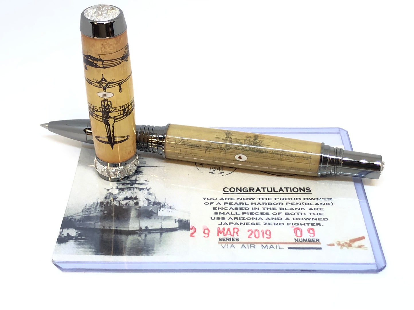 Aaron Rollerball / Black Titanium and Rhodium - Custom / Pearl Harbor Clear Cast w/COA