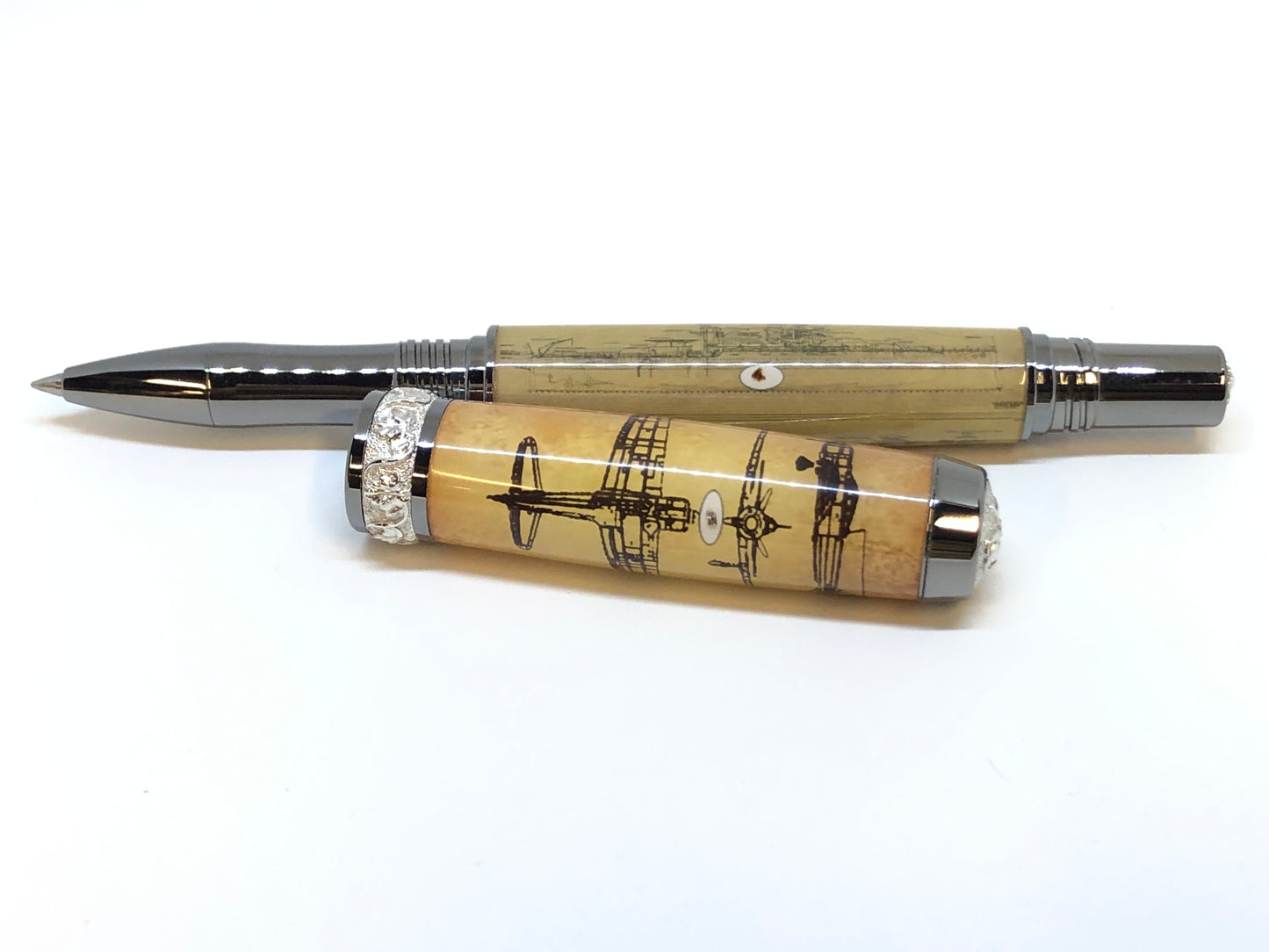 Aaron Rollerball / Black Titanium and Rhodium - Custom / Pearl Harbor Clear Cast w/COA