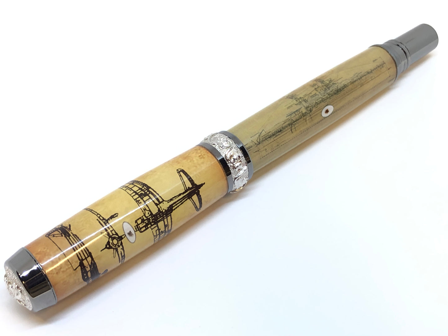 Aaron Rollerball / Black Titanium and Rhodium - Custom / Pearl Harbor Clear Cast w/COA