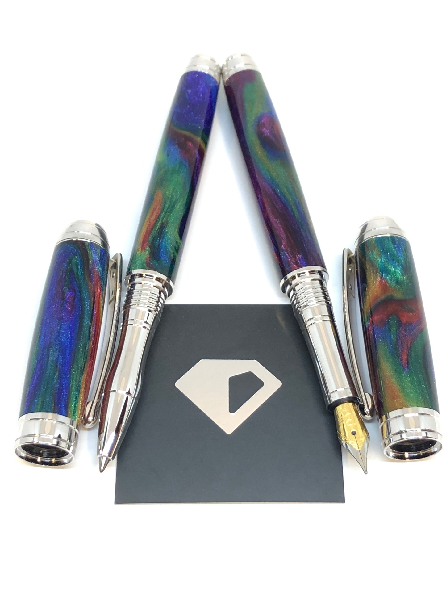 Mistral Rollerball / Rhodium - DiamondCast Oil Slick Resin