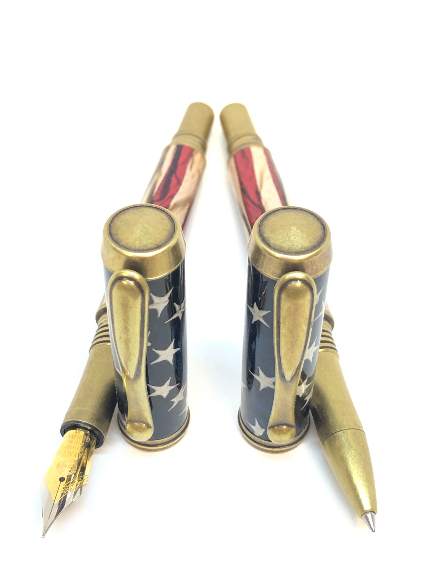 George Fountain / Antique Brass - Resin / American Flag Clear Cast