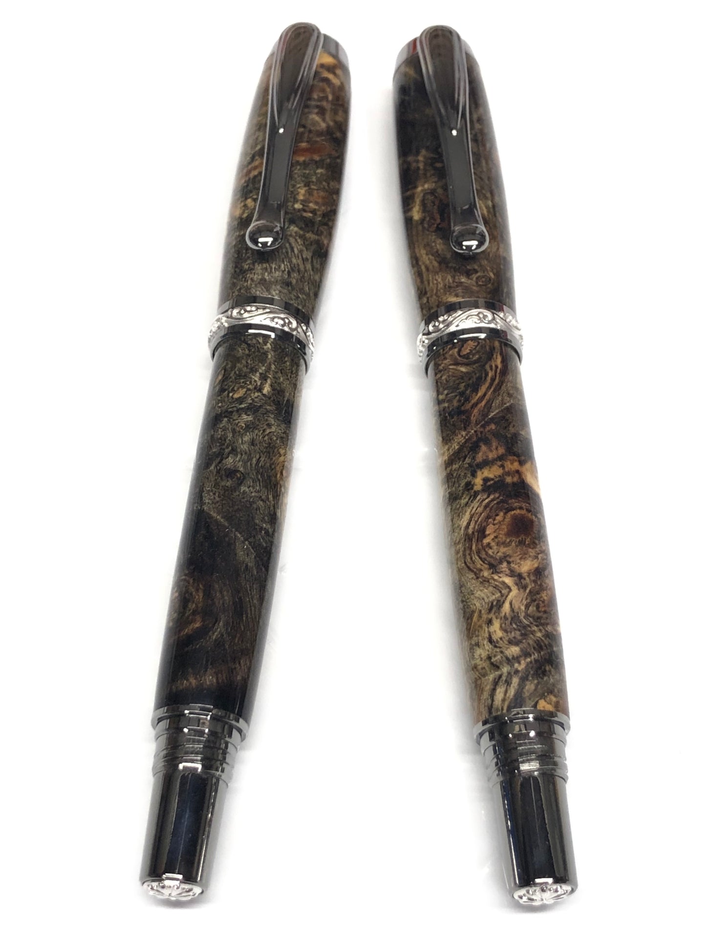 Joshua Fountain / Black Titanium and Rhodium - Wood / Buckeye Burl