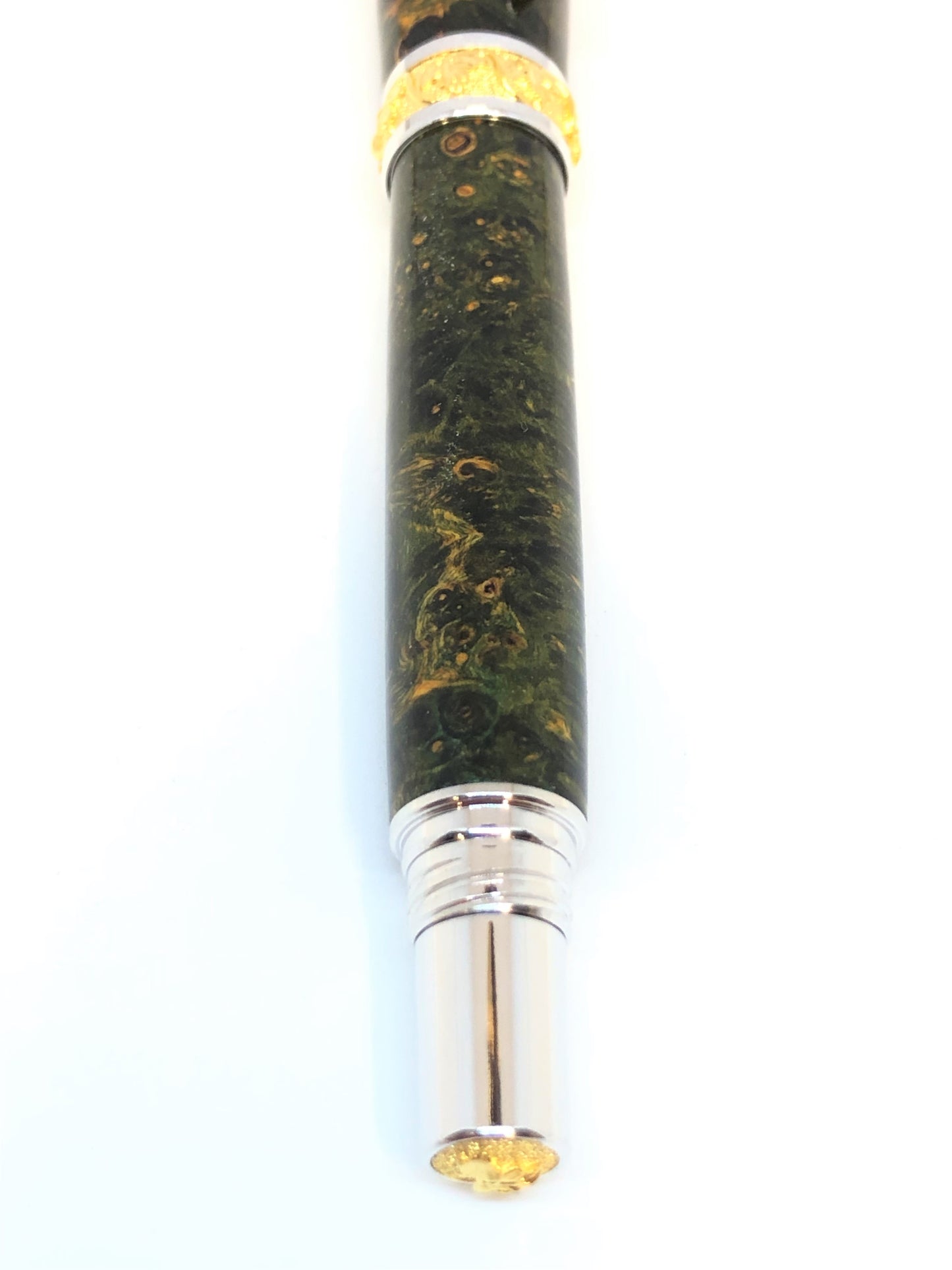 Aaron Rollerball / Rhodium and Gold - Wood / Dyed Black Ash Burl