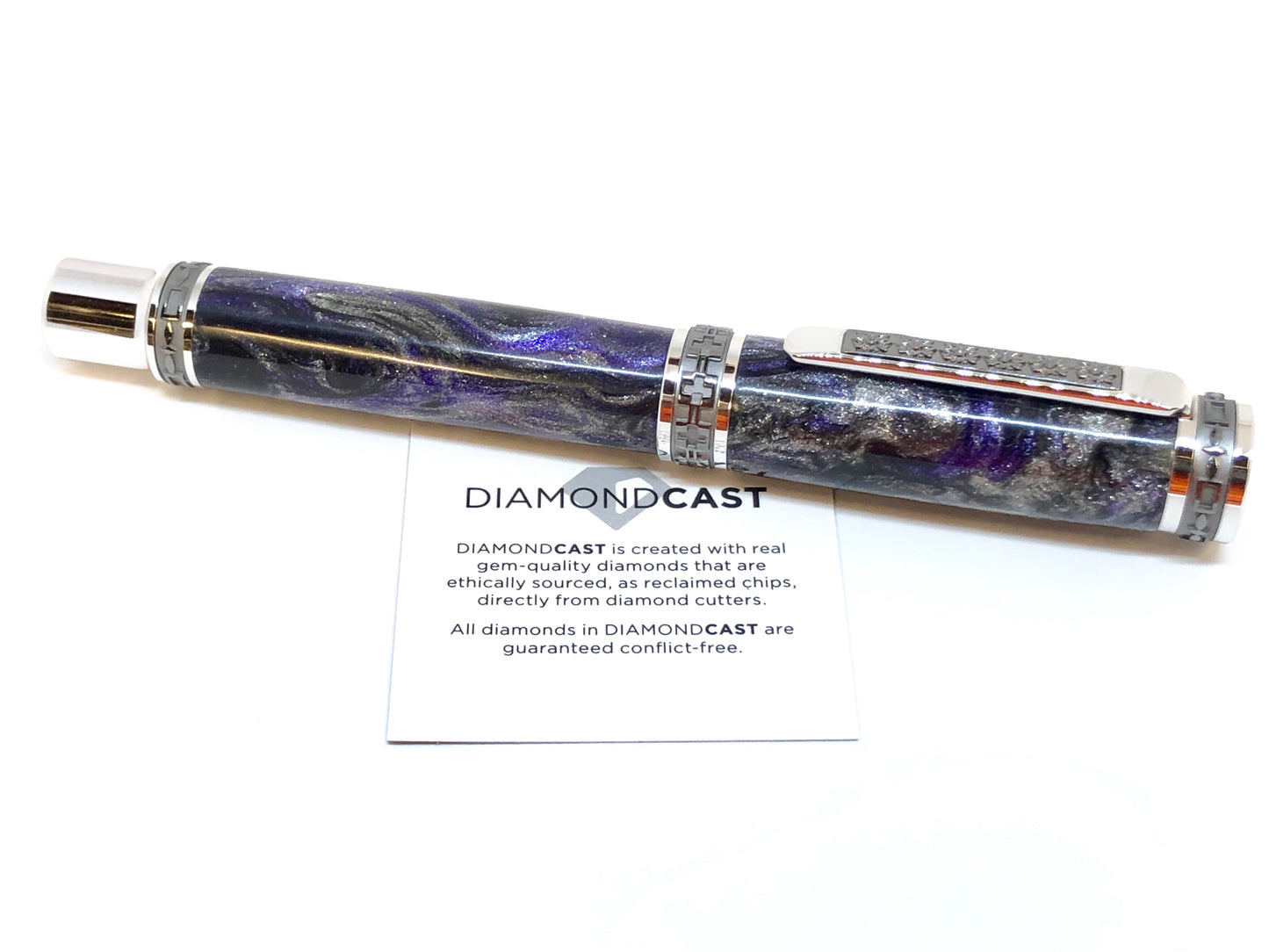 Elegant Emperor Fountain / Rhodium and Black Titanium - Resin / DiamondCast Carolina Violet