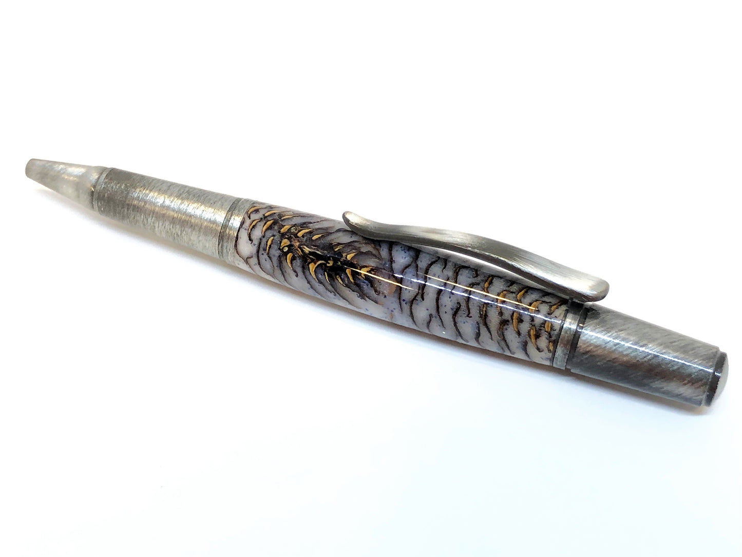 Sirocco / Brushed Pewter - Hybrid / Pine Cone and Snowy Resin with Glitter